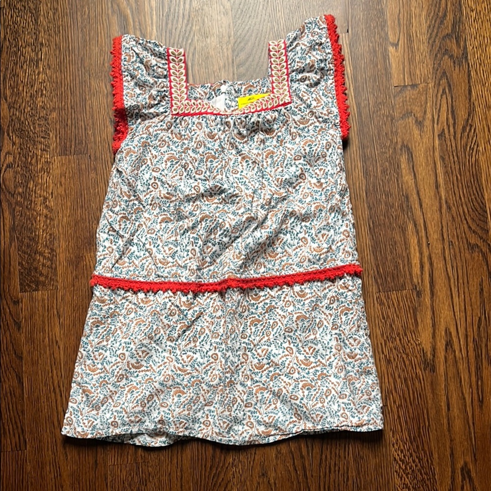 Roller Rabbit Floral Print Sleeveless Tunic with Red Trim